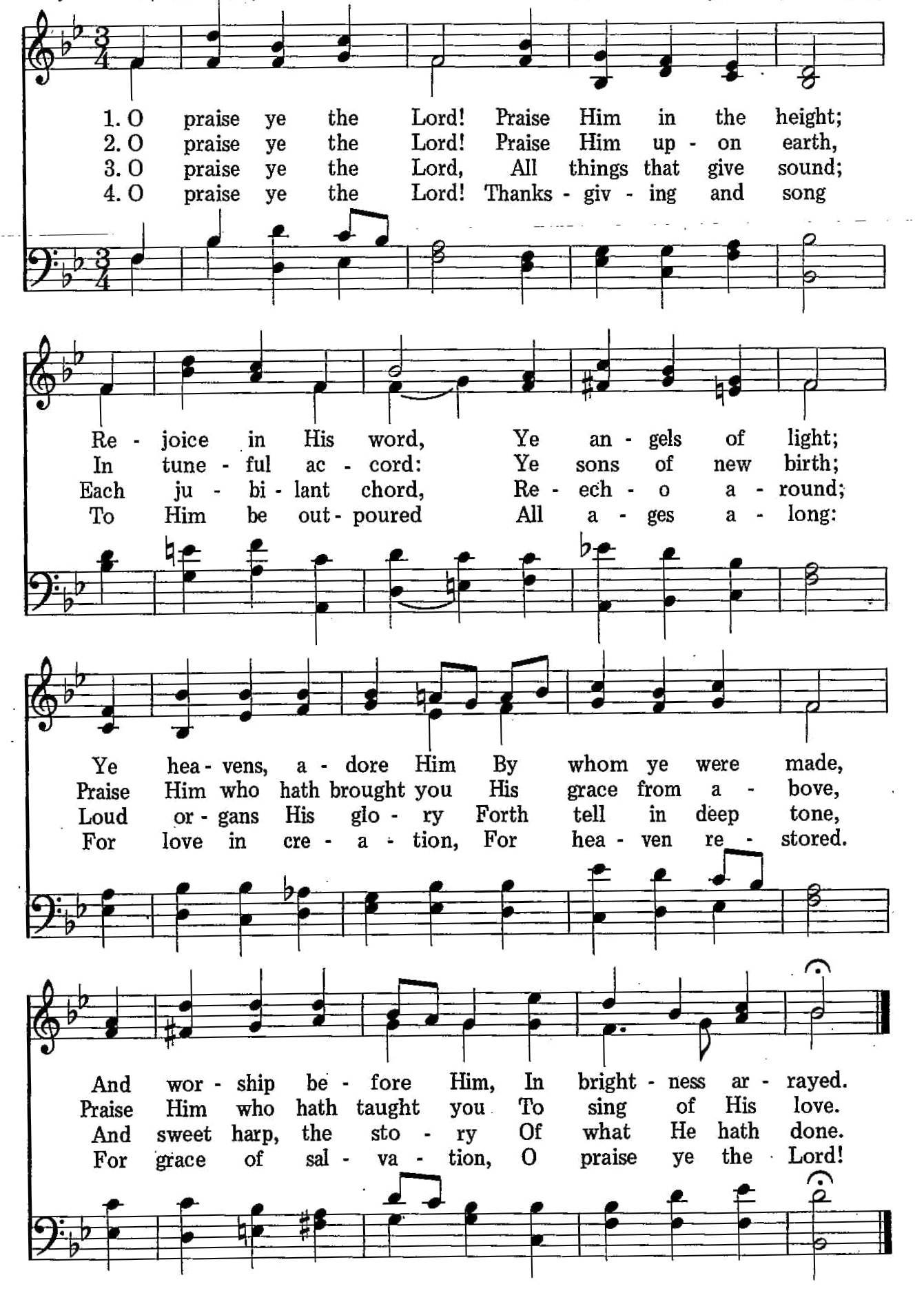020 – O Praise Ye the Lord sheet music